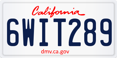 CA license plate 6WIT289