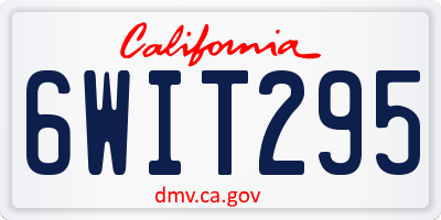 CA license plate 6WIT295