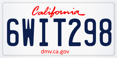 CA license plate 6WIT298