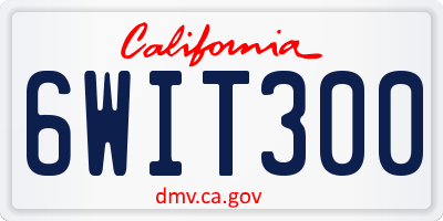 CA license plate 6WIT300