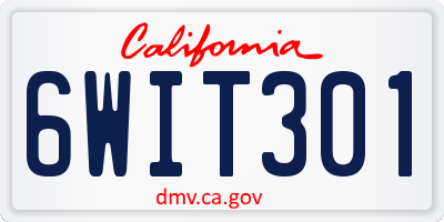 CA license plate 6WIT301