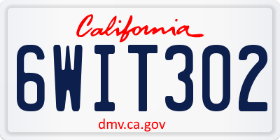 CA license plate 6WIT302