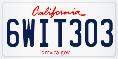 CA license plate 6WIT303
