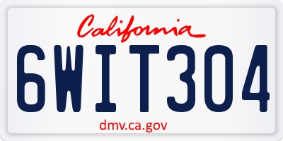 CA license plate 6WIT304
