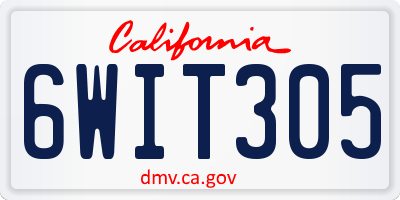CA license plate 6WIT305