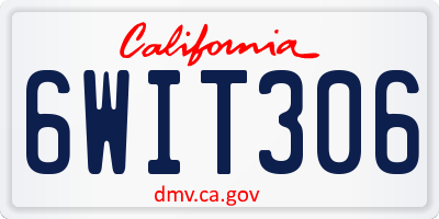 CA license plate 6WIT306