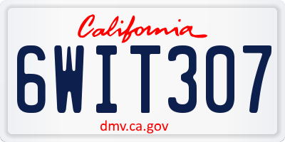 CA license plate 6WIT307