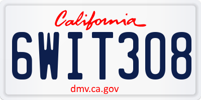 CA license plate 6WIT308