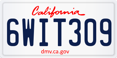 CA license plate 6WIT309