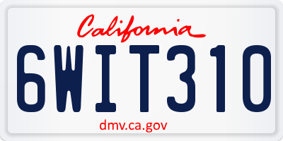 CA license plate 6WIT310