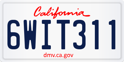 CA license plate 6WIT311