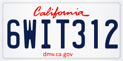 CA license plate 6WIT312