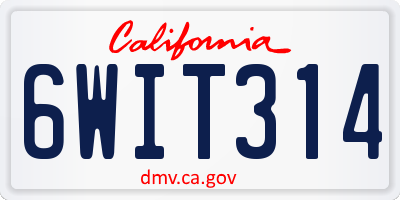 CA license plate 6WIT314