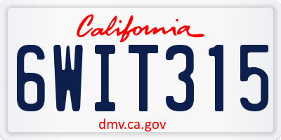 CA license plate 6WIT315