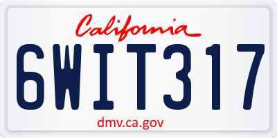 CA license plate 6WIT317