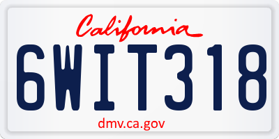 CA license plate 6WIT318