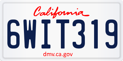 CA license plate 6WIT319