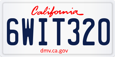 CA license plate 6WIT320