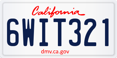 CA license plate 6WIT321