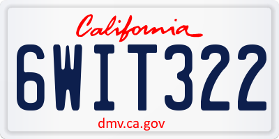 CA license plate 6WIT322