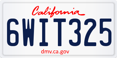 CA license plate 6WIT325