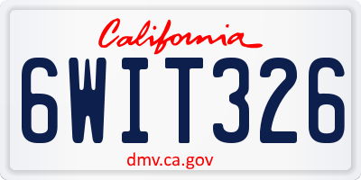 CA license plate 6WIT326