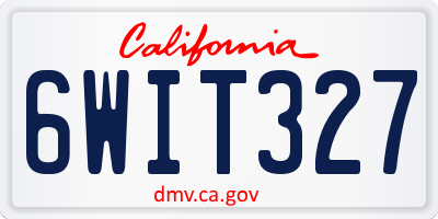 CA license plate 6WIT327