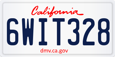 CA license plate 6WIT328