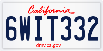 CA license plate 6WIT332