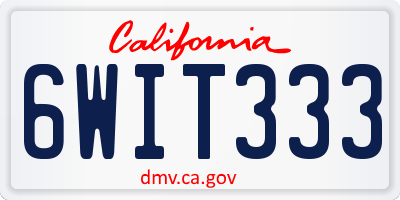CA license plate 6WIT333
