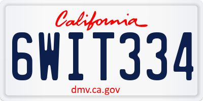 CA license plate 6WIT334