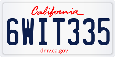 CA license plate 6WIT335