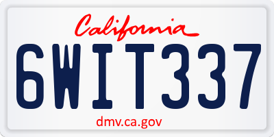 CA license plate 6WIT337