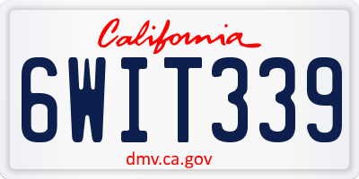 CA license plate 6WIT339