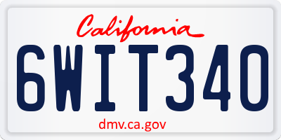 CA license plate 6WIT340