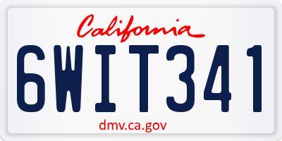 CA license plate 6WIT341