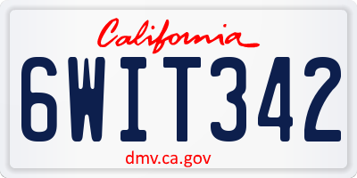 CA license plate 6WIT342