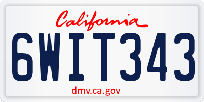 CA license plate 6WIT343