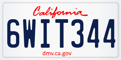 CA license plate 6WIT344
