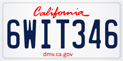 CA license plate 6WIT346