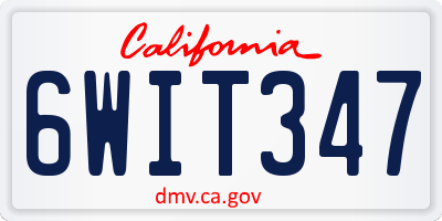 CA license plate 6WIT347