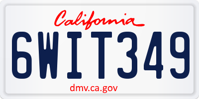 CA license plate 6WIT349