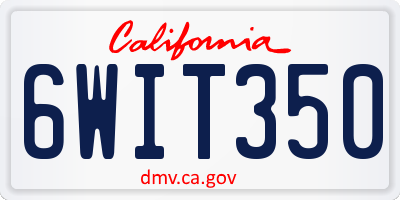 CA license plate 6WIT350