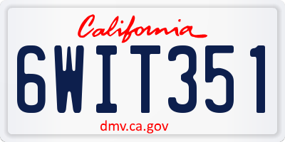 CA license plate 6WIT351