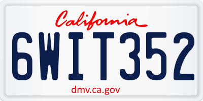 CA license plate 6WIT352