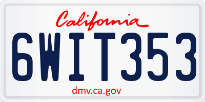 CA license plate 6WIT353