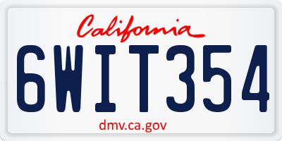 CA license plate 6WIT354