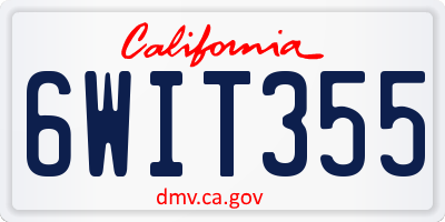 CA license plate 6WIT355
