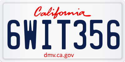 CA license plate 6WIT356
