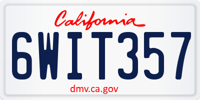 CA license plate 6WIT357